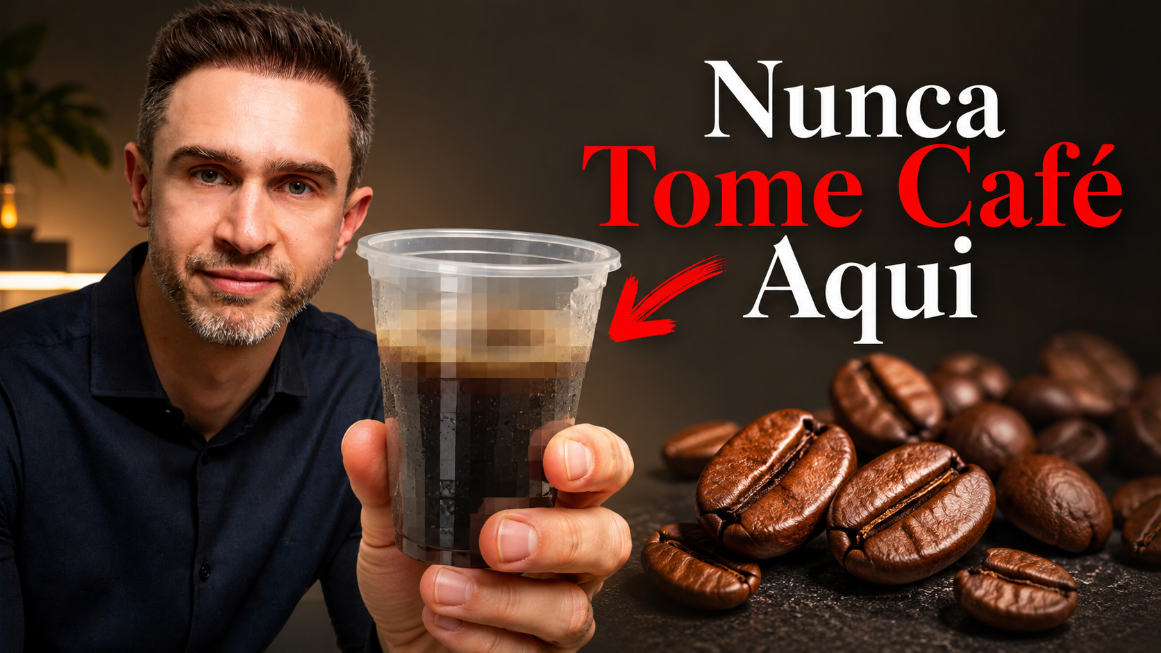 Capa proposta: Dr. Marcelo segurando um copo descartável com café, texto Nunca Tome Café Aqui