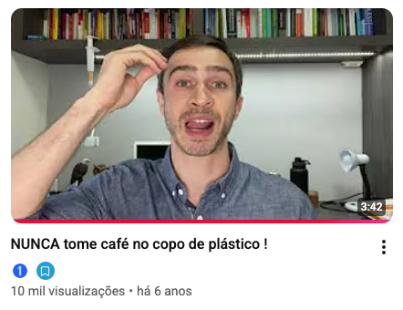 Vídeo do canal do Dr. Marcelo Amorim sobre café no copo de plástico, com 10 mil visualizações